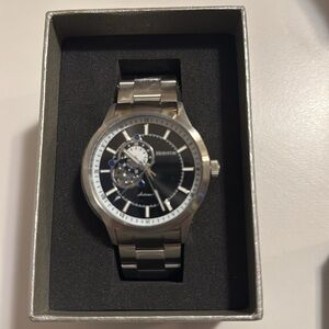 Heritor Automatic Oscar Semi-Skeleton Bracelet Watch - Black/Silver - HERHS1006